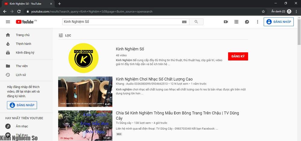Sử dụng phím tắt Youtube để tìm kiếm Các phím tắt trên Youtube
