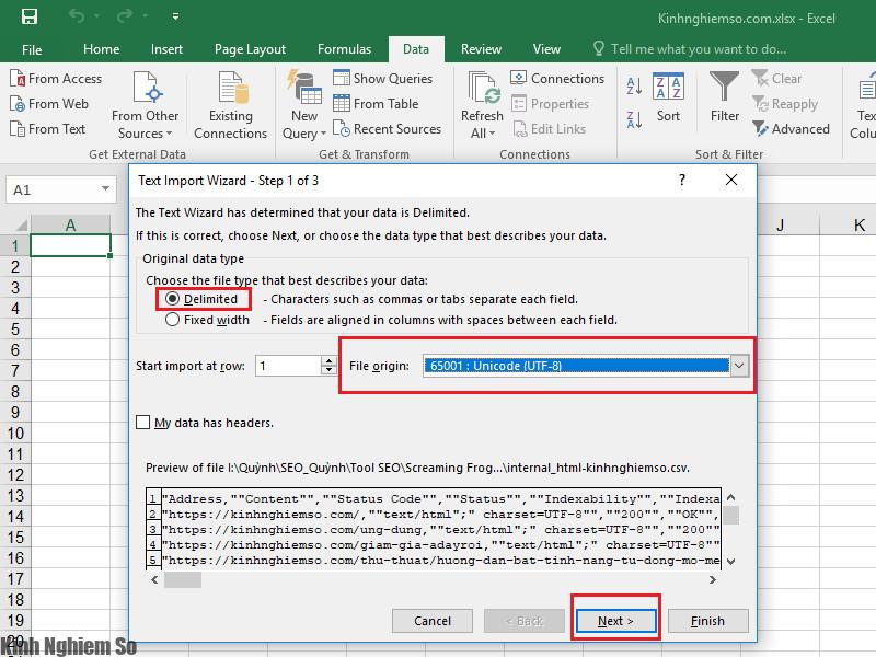 Hướng dẫn cách sửa lỗi font Tiếng Việt khi mở file CSV trong Excel hình 3 Hướng dẫn cách sửa lỗi font Tiếng Việt khi mở file CSV trong Excel