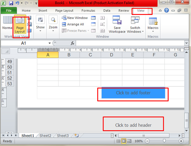Cách đánh số trang trong Excel 2010