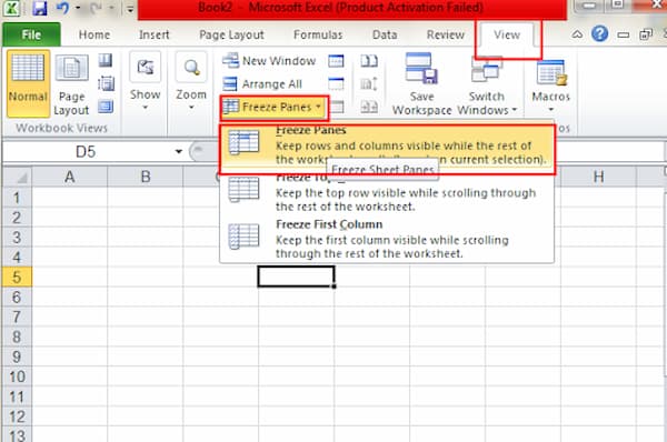 Cách cố định đồng thời dòng và cột trong Excel