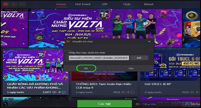 Chọn vào đường dẫn lưu file FIFA Online 4 vừa giải nén