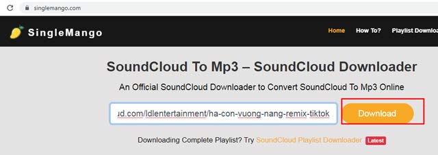 Cách tải nhạc từ SoundCloud bằng Singlemango