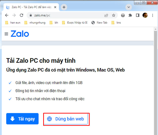 Cách đăng nhập Zalo trên Web