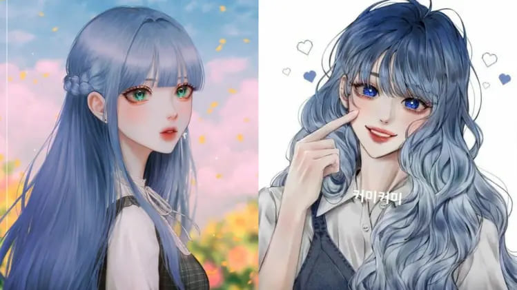 Kiểu tóc Anime nữ nhuộm xanh